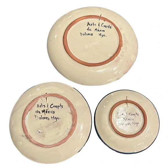 Dolores Hildago Signed Mexican Plates Set of Three Fruit Motif - Picture 6 of 14